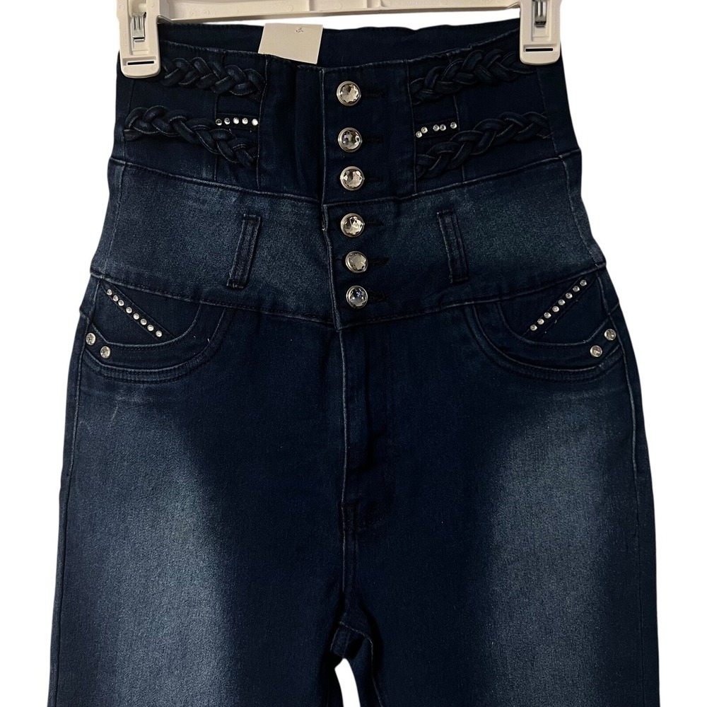Danesi Jeans High Waist Butt Lifter Skinny Jeans Rhinestone‎ Embellished Size 11